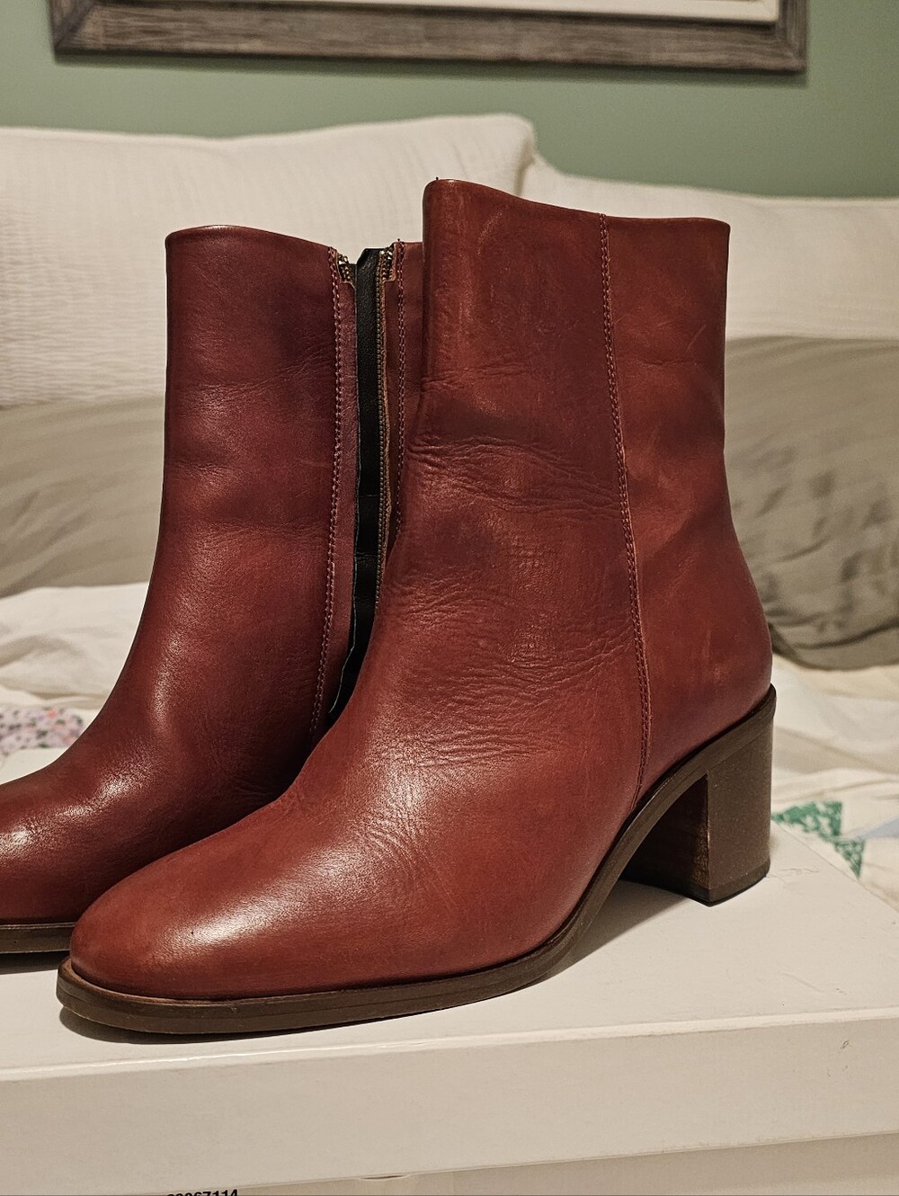 Anthropologie Red-Brown Leather Ankle Boots